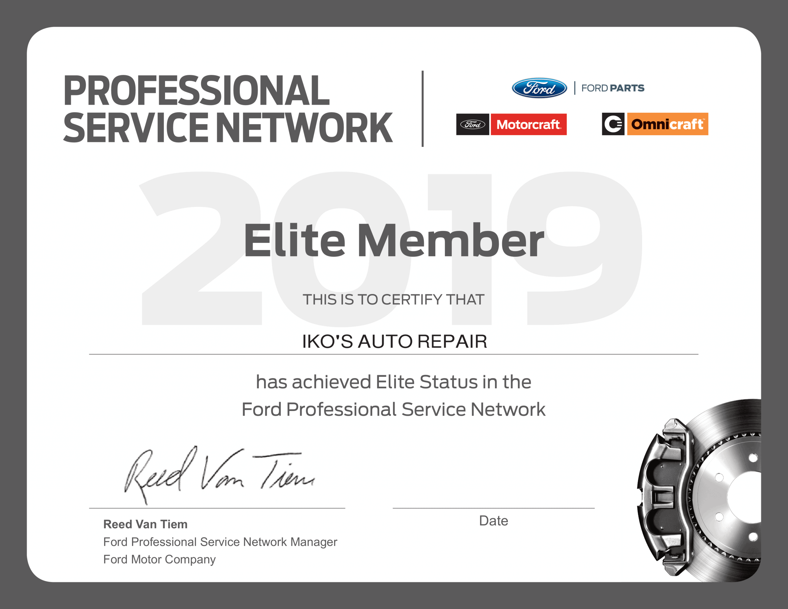 Elite Certificate